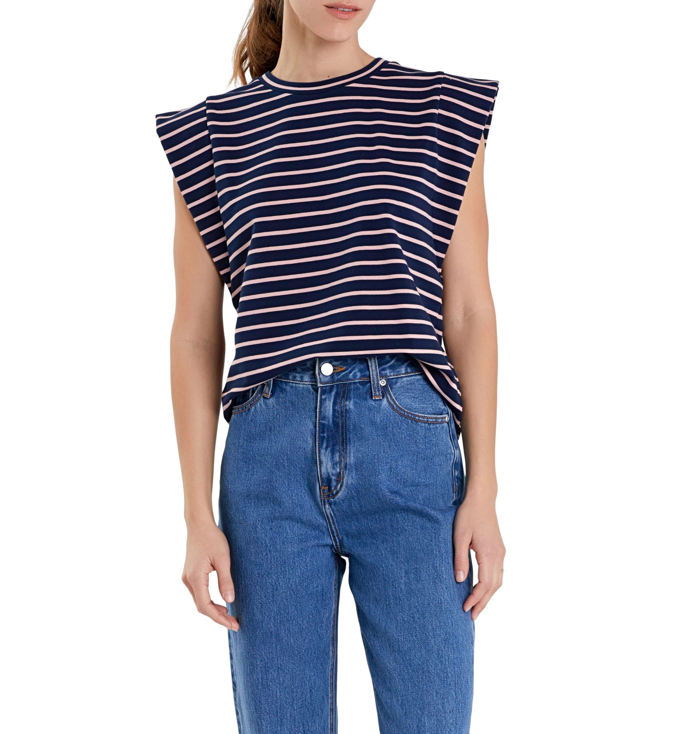 Stripe Sleeveless T-shirt