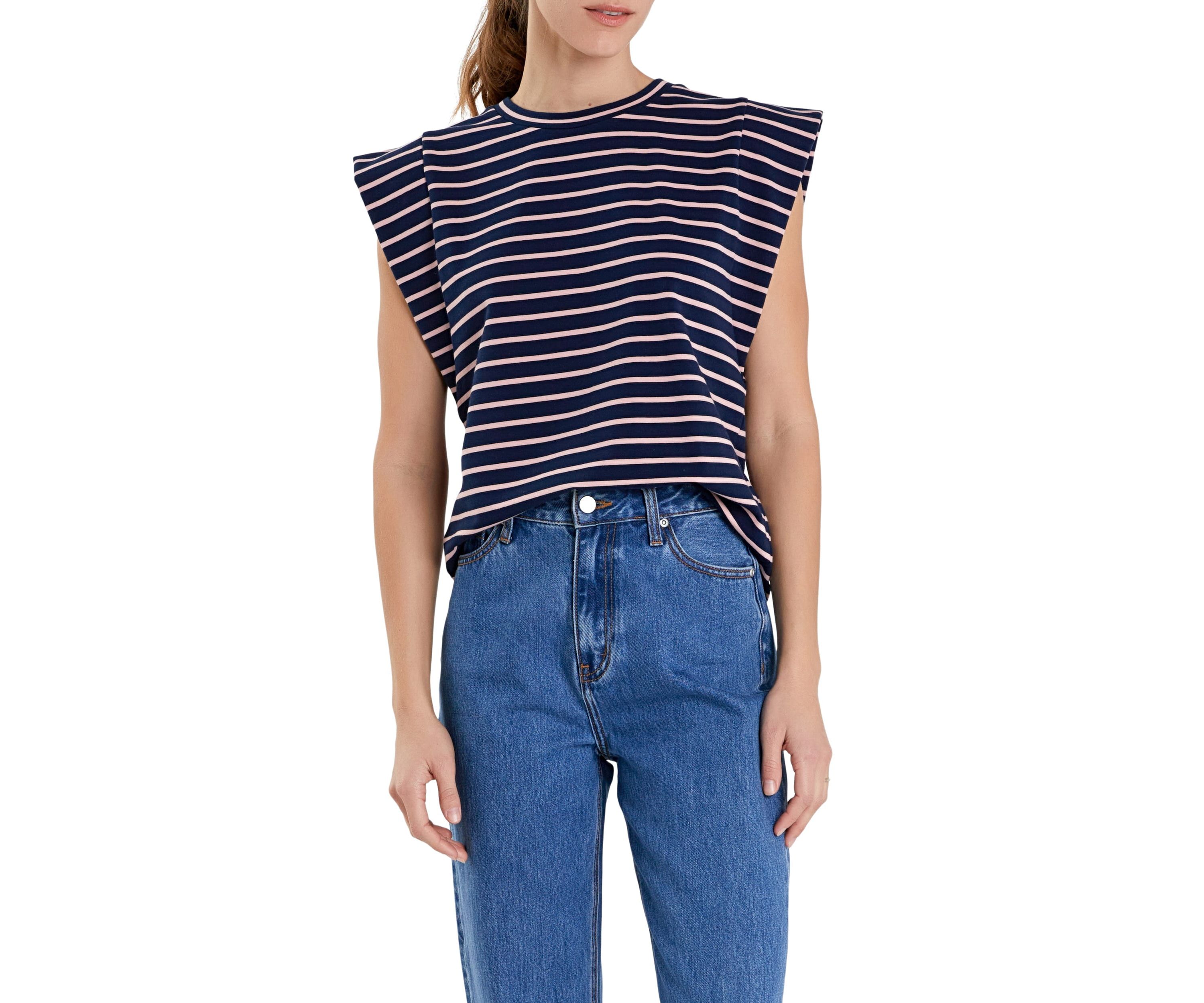 Stripe Sleeveless T-shirt