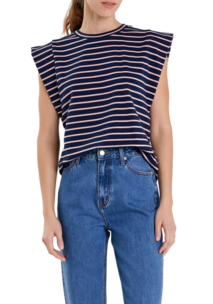Stripe Sleeveless T-shirt