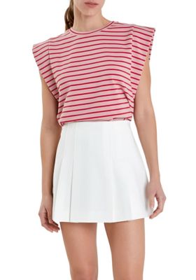 ENGLISH FACTORY Women's Stripe Sleeveless T-shirt, Medium
