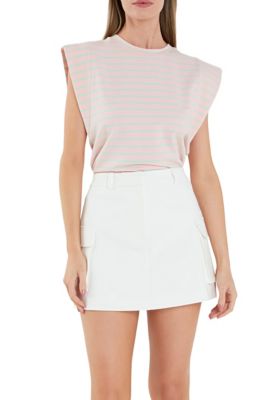 ENGLISH FACTORY Women's Stripe Sleeveless T-shirt, Small
