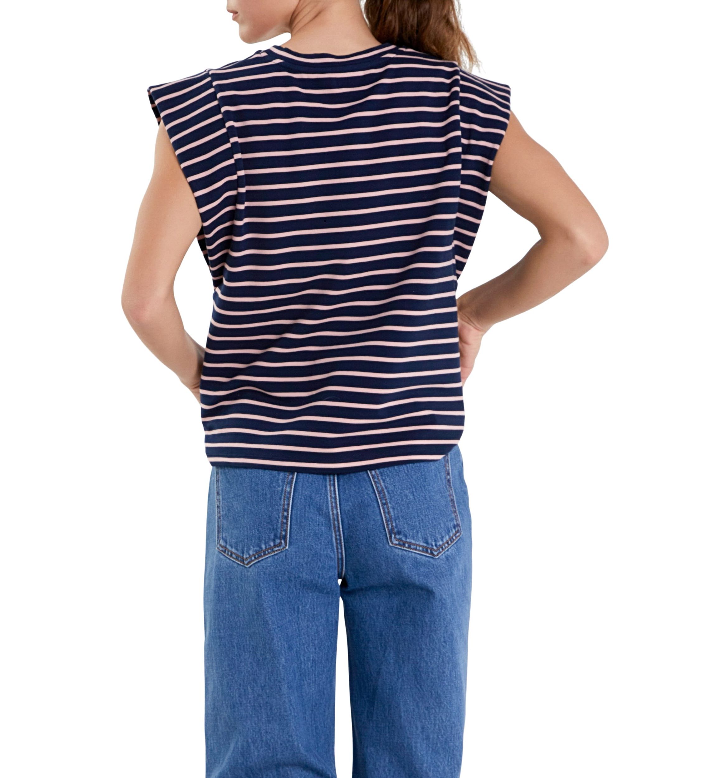 Stripe Sleeveless T-shirt