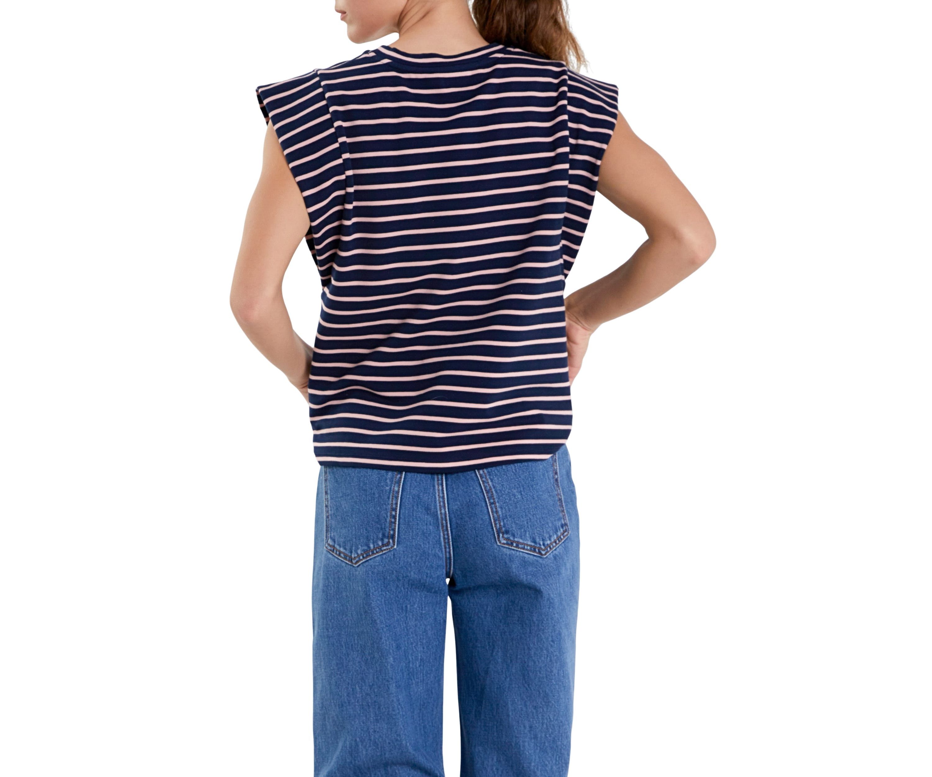 Stripe Sleeveless T-shirt