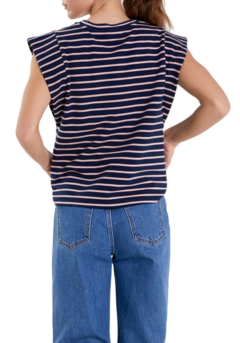 Stripe Sleeveless T-shirt