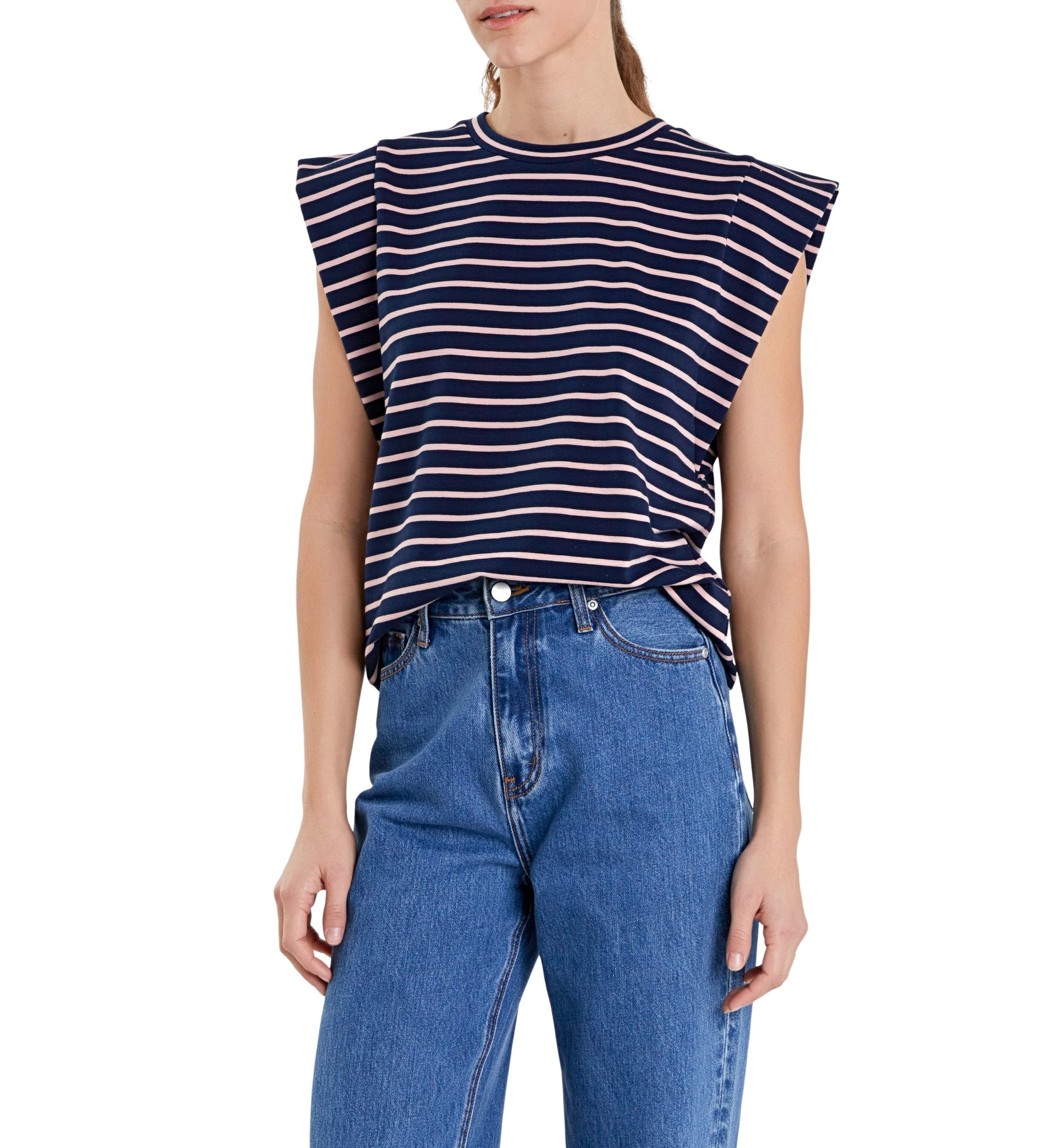 Stripe Sleeveless T-shirt