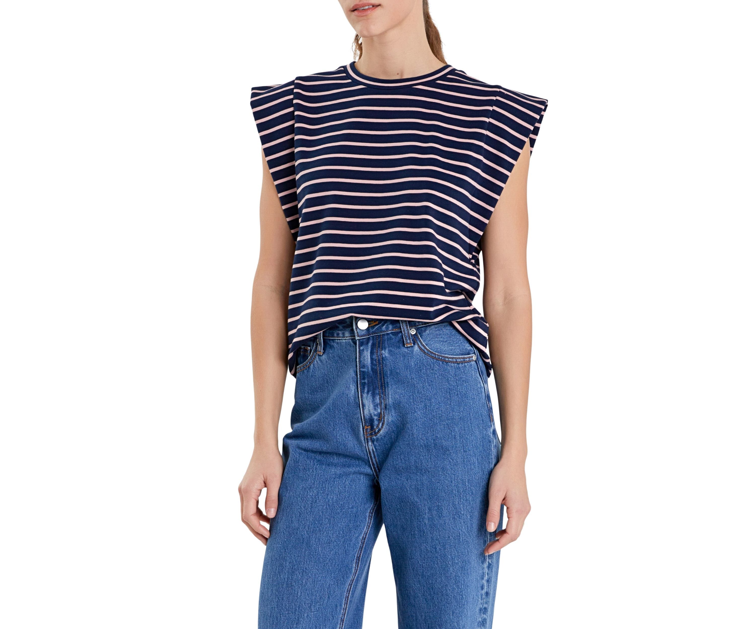 Stripe Sleeveless T-shirt
