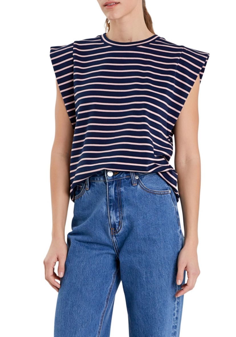 Stripe Sleeveless T-shirt