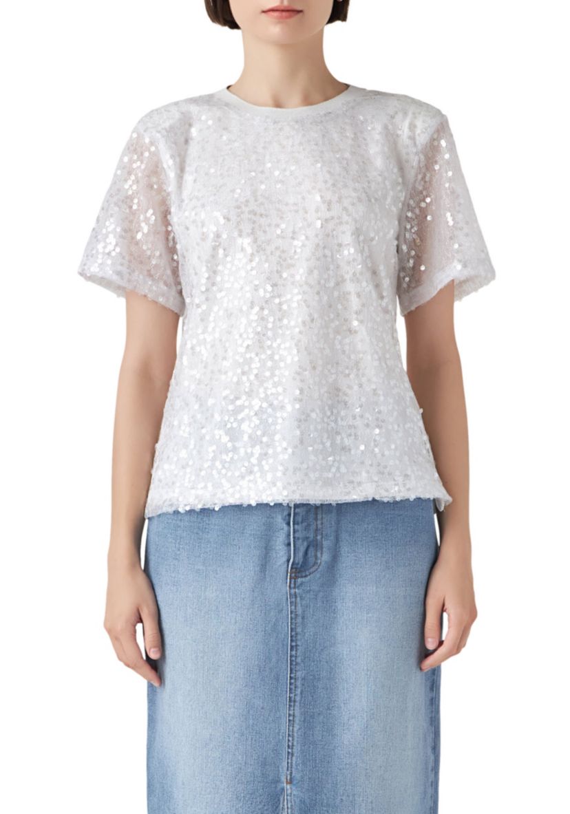 Sequin Open Back Top