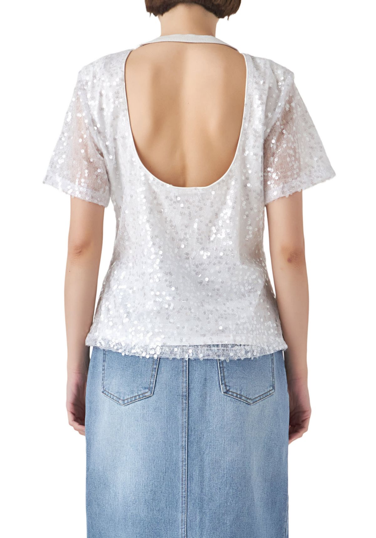 Sequin Open Back Top