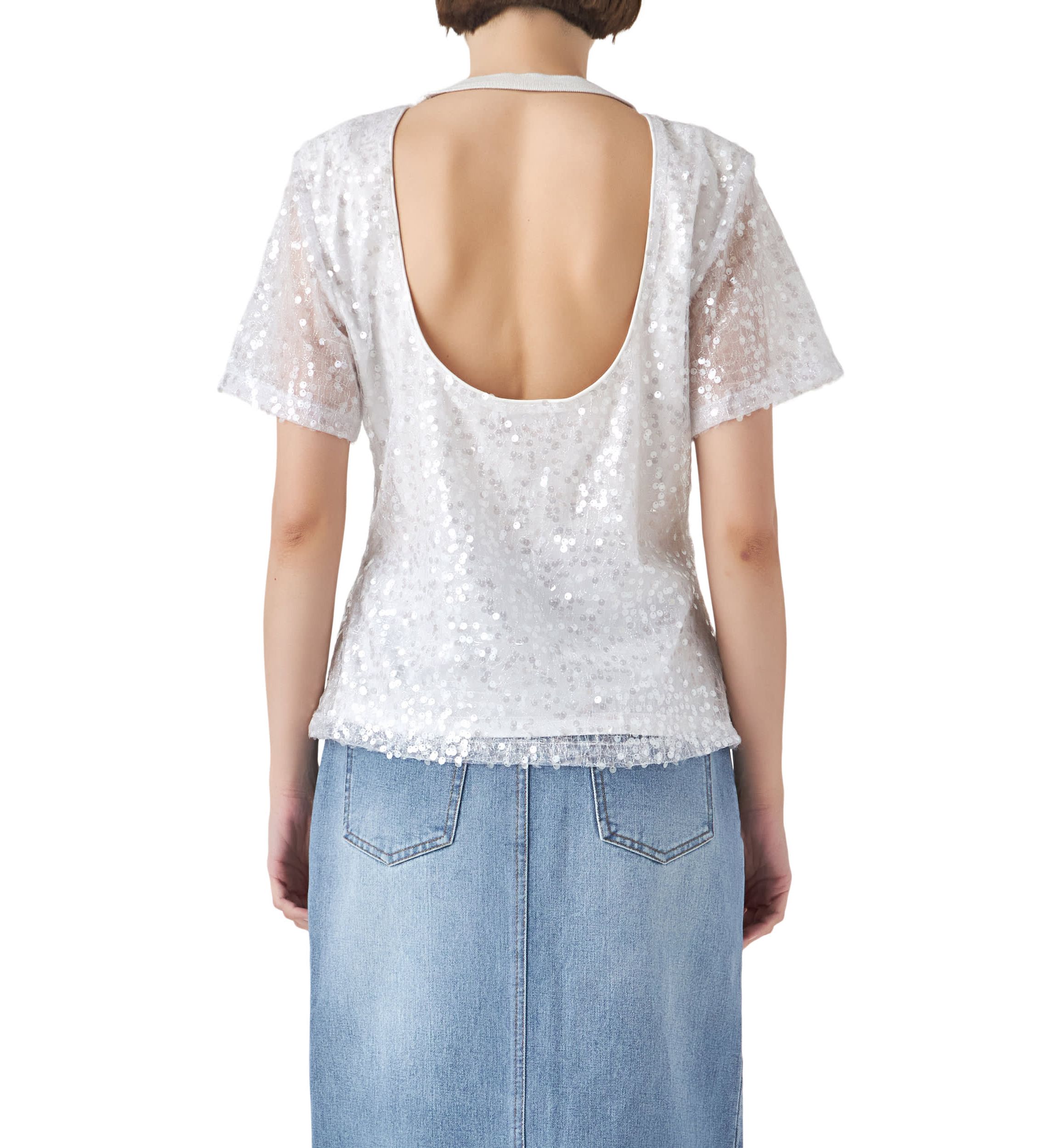 Sequin Open Back Top