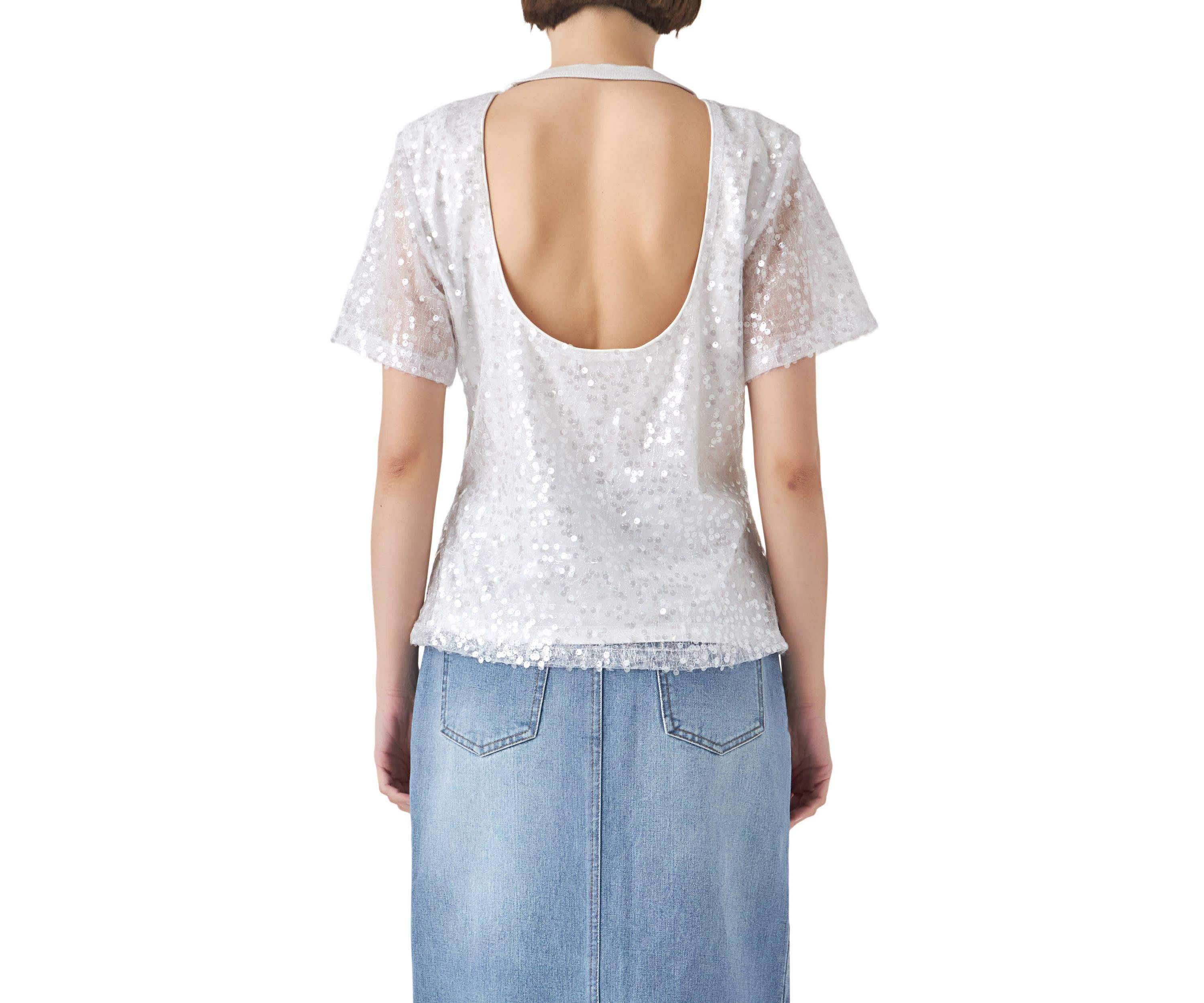 Sequin Open Back Top