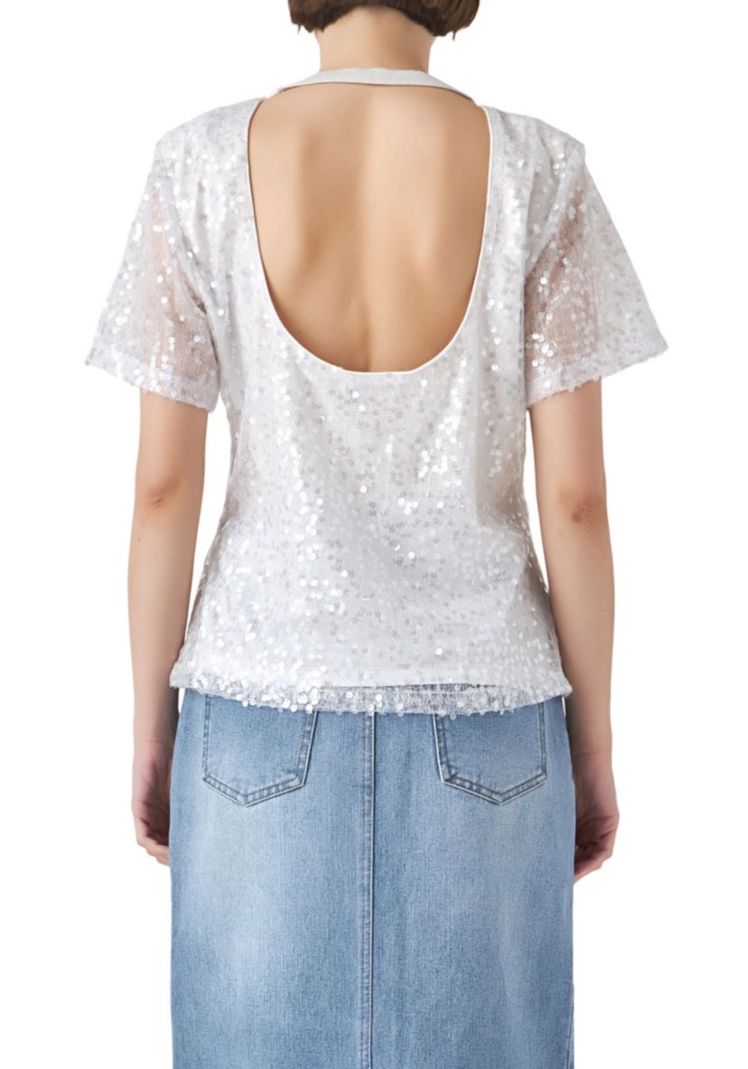 Sequin Open Back Top