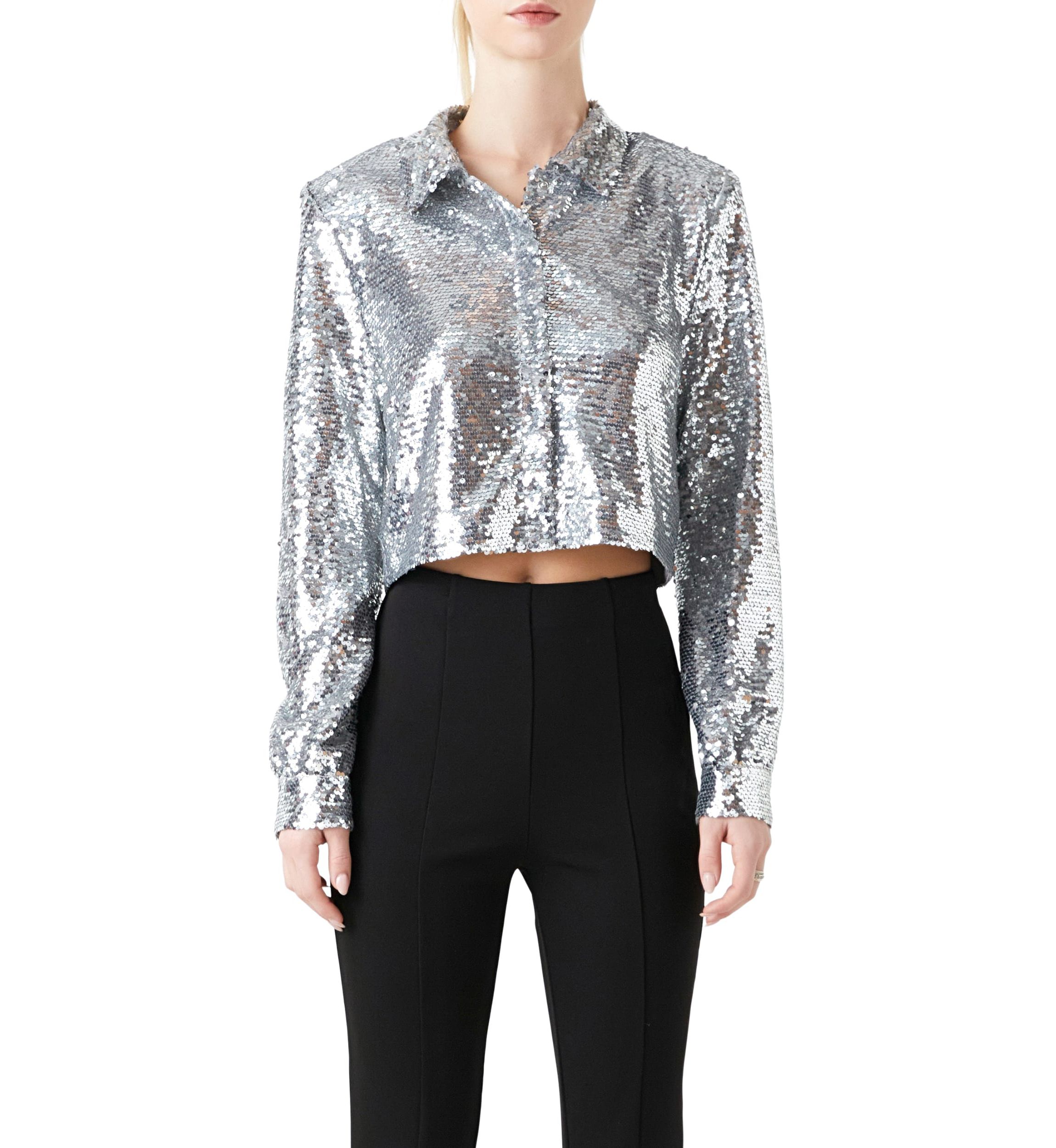 Sequins Cropped Shirt