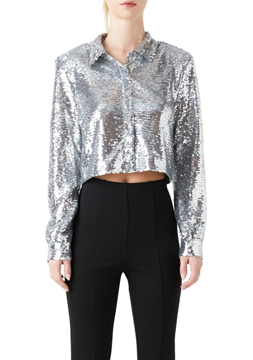 Sequins Cropped Shirt