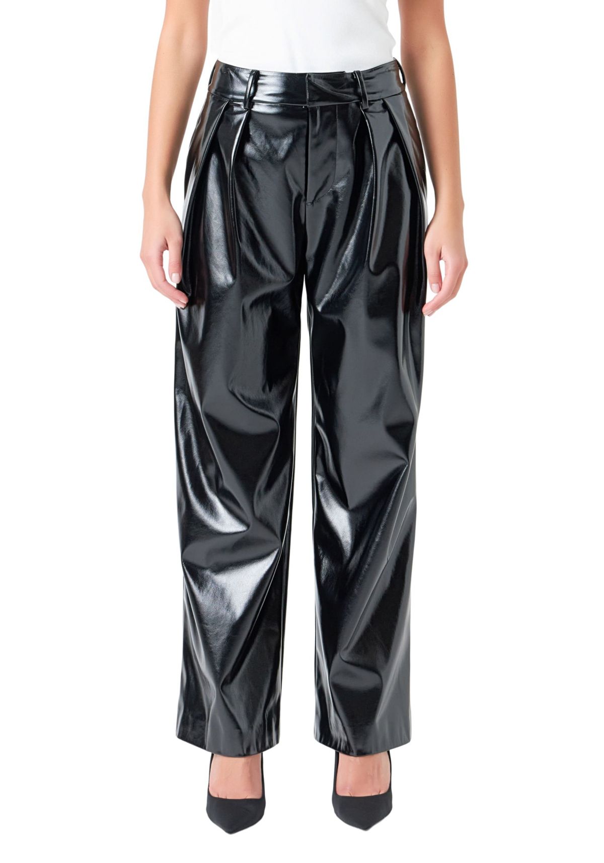 Pleated PU Pants
