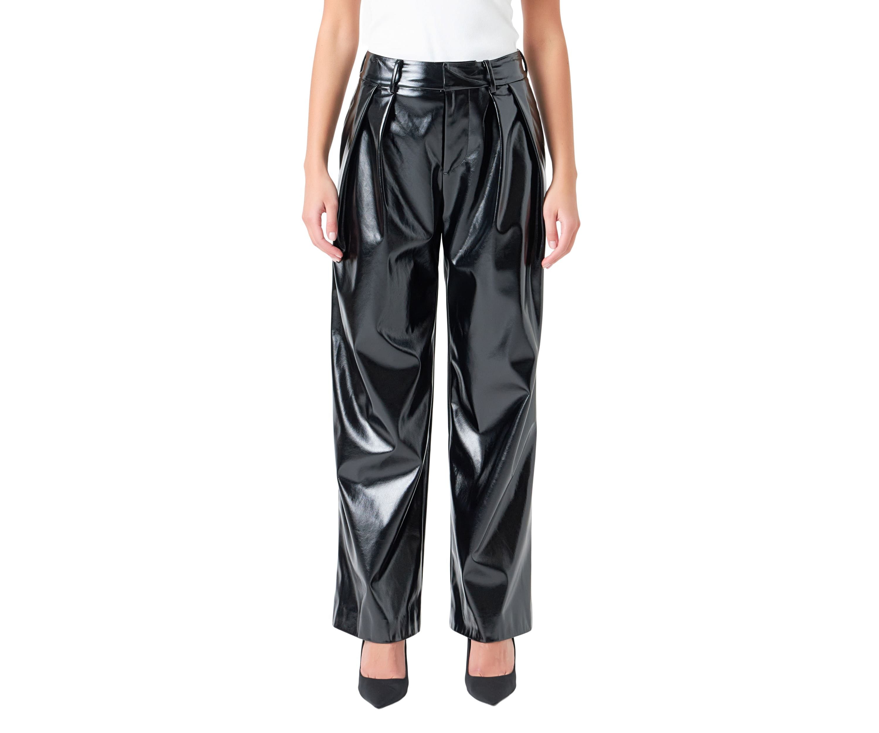 Pleated PU Pants