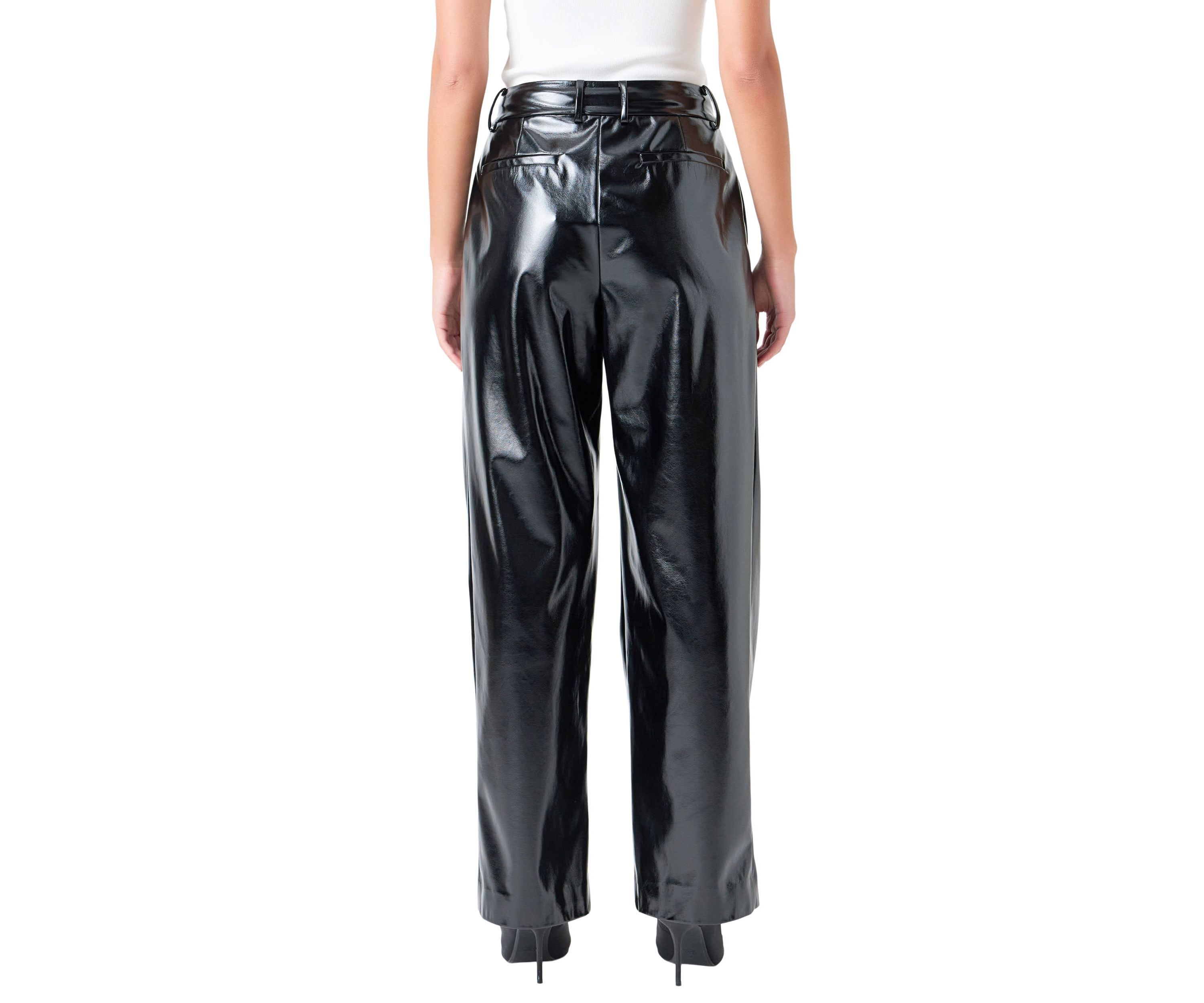 Pleated PU Pants