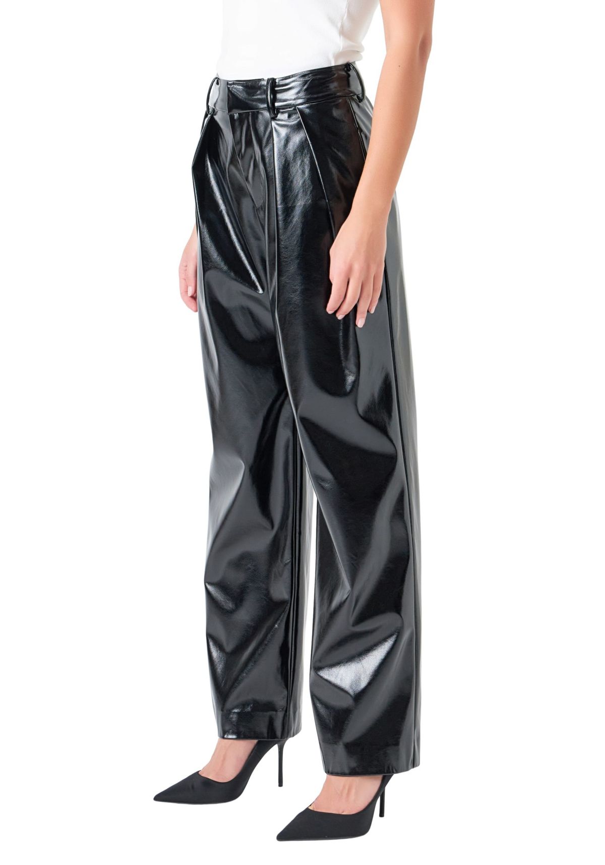 Pleated PU Pants