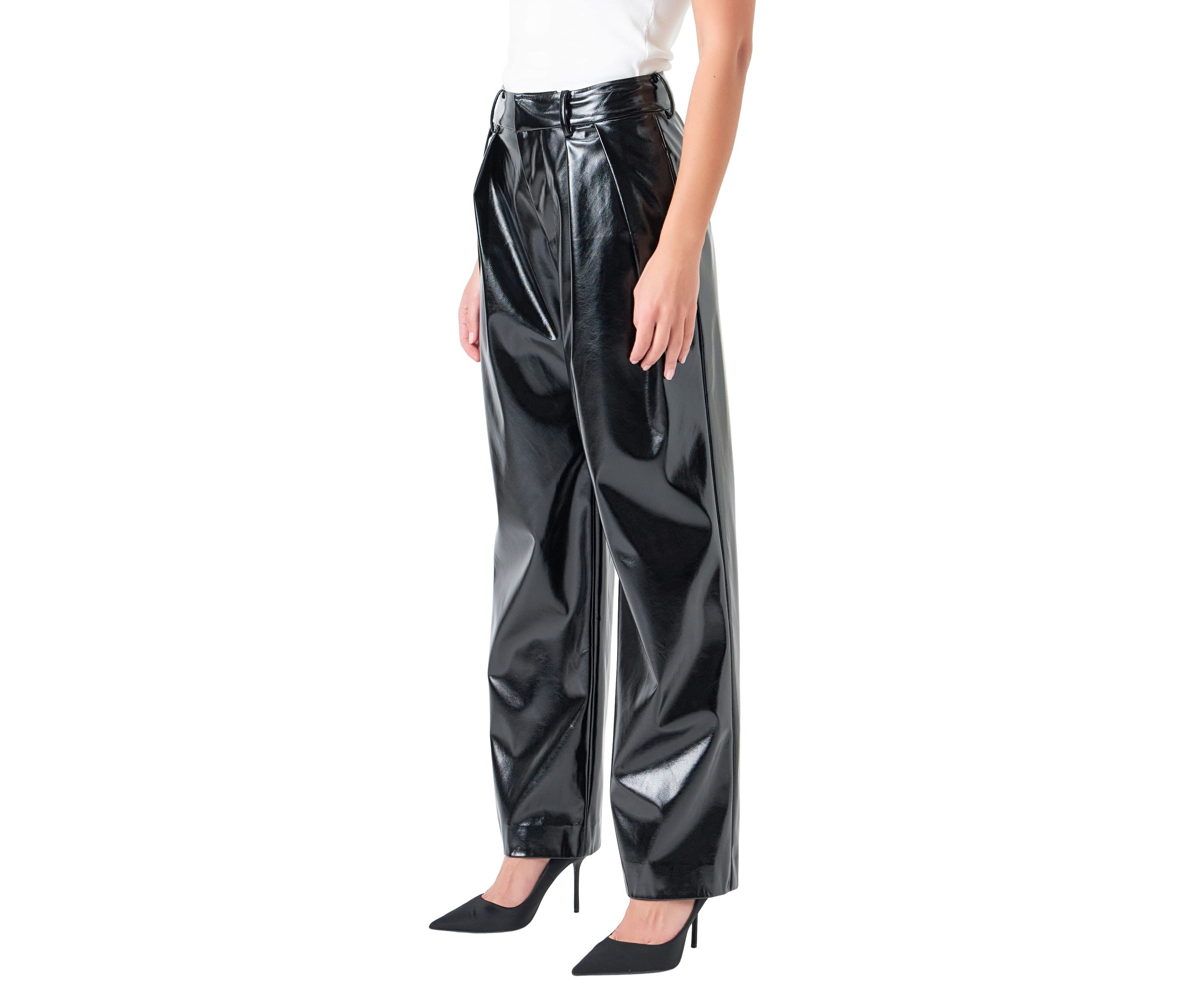 Pleated PU Pants