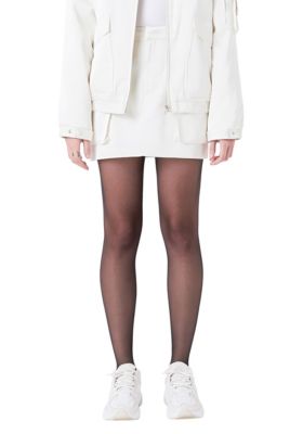 Grey Lab Women’s Satin Pocket Mini Skirt, Ivory, XS