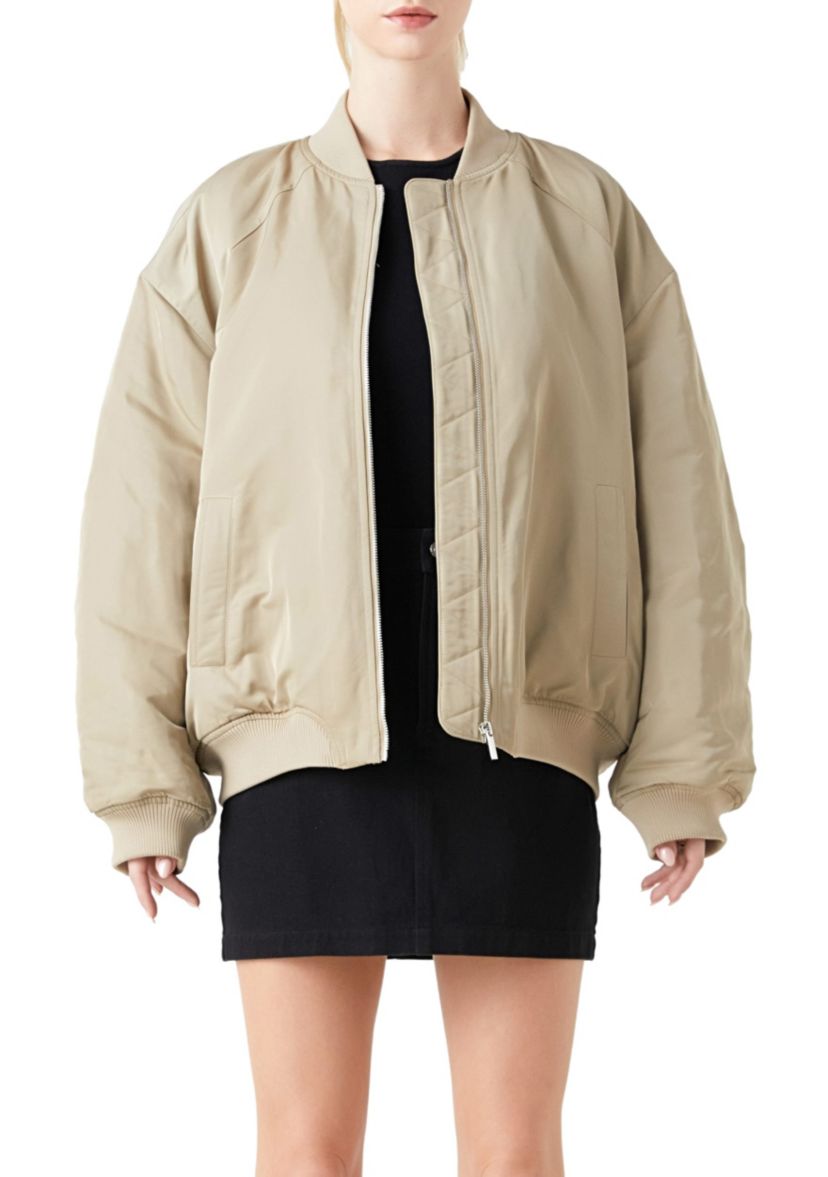 Ruched Bomber Jacket