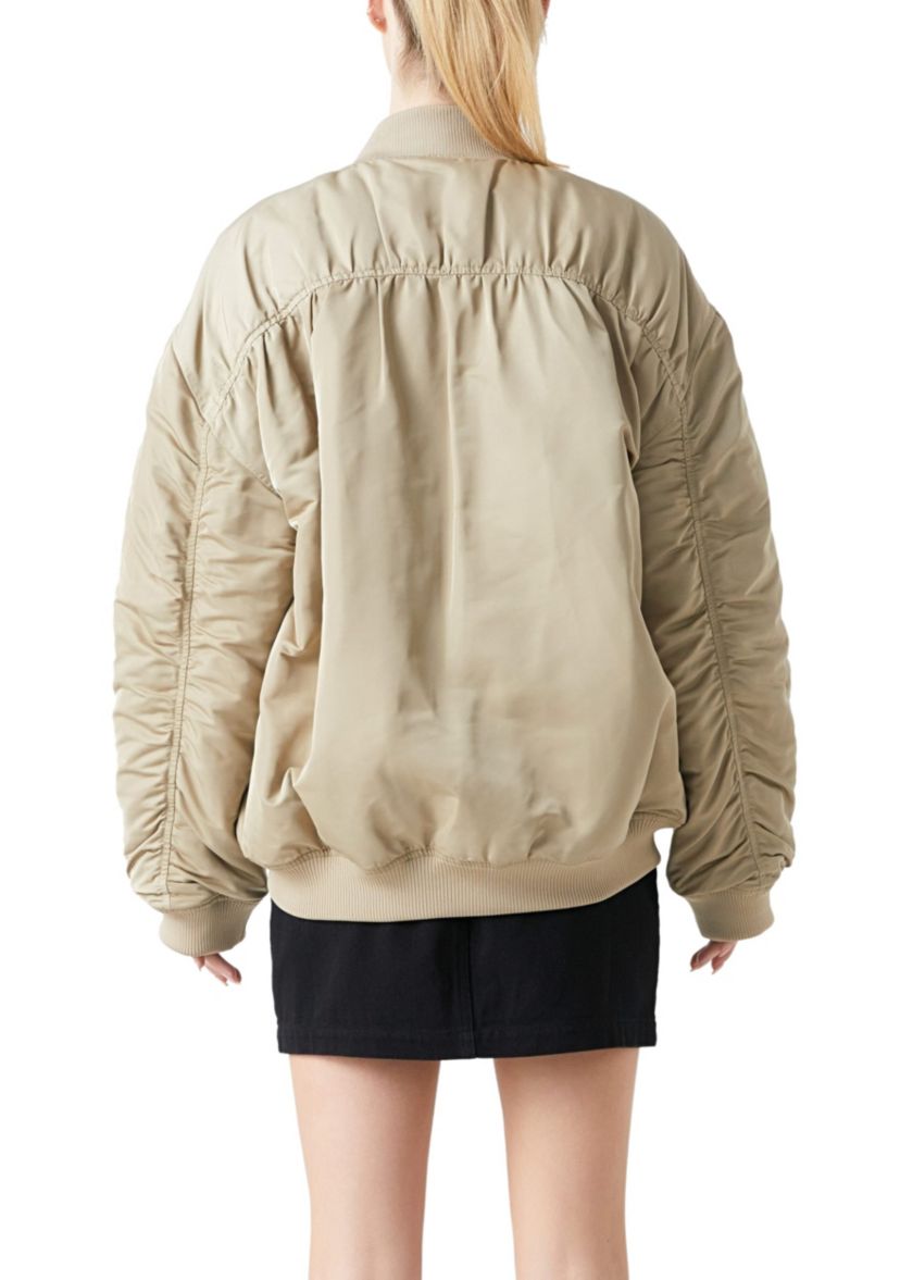 Ruched Bomber Jacket