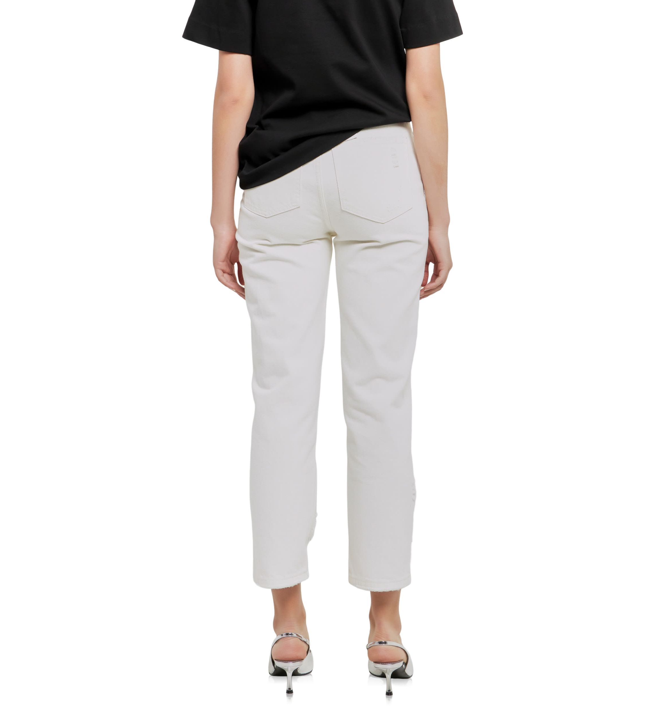 White Straight Fit Ripped Denim