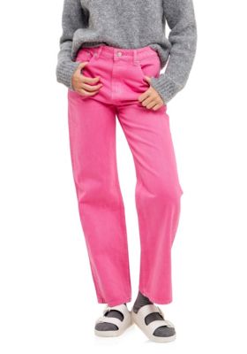 ENGLISH FACTORY Women's Color Full Length Wide Leg Jean, Pink, Small