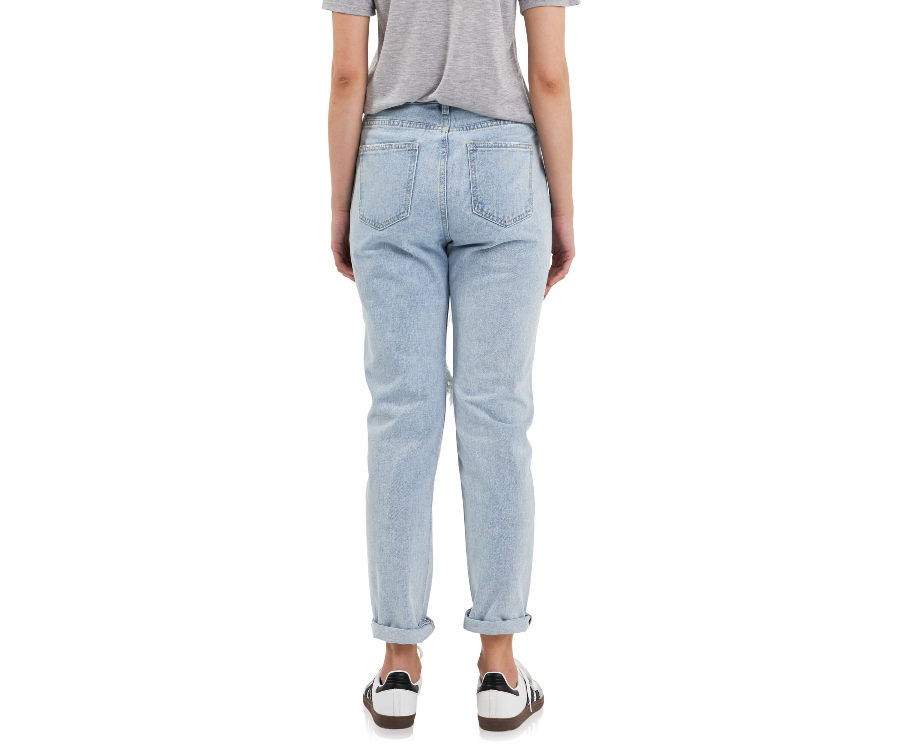 Cut Out Ripped Straight Leg Denim