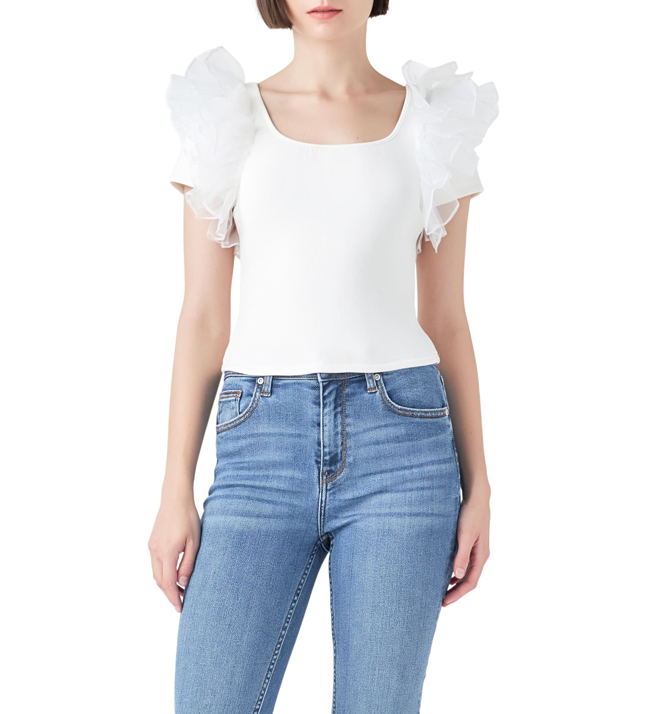 Contrast Organza Top
