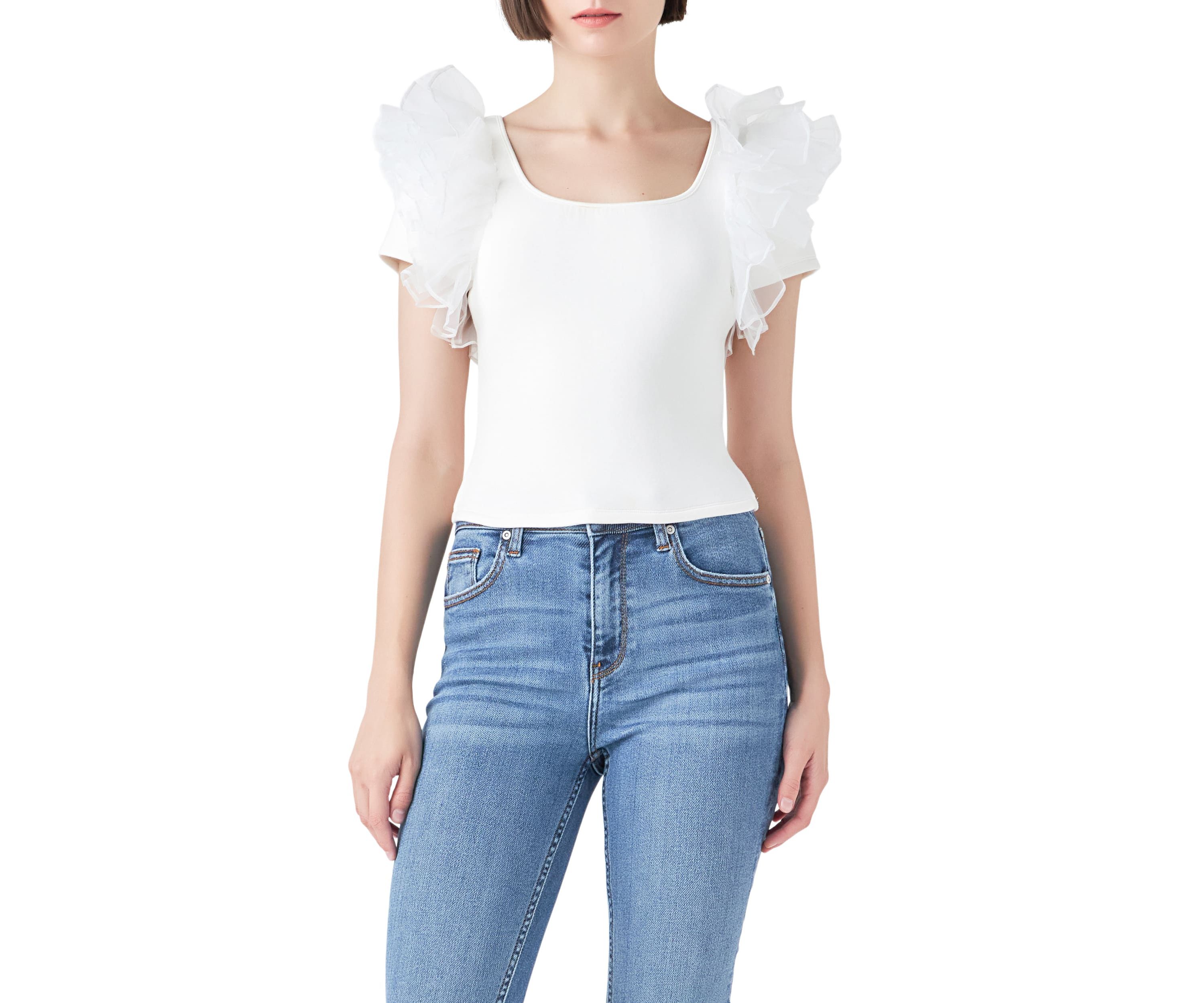 Contrast Organza Top