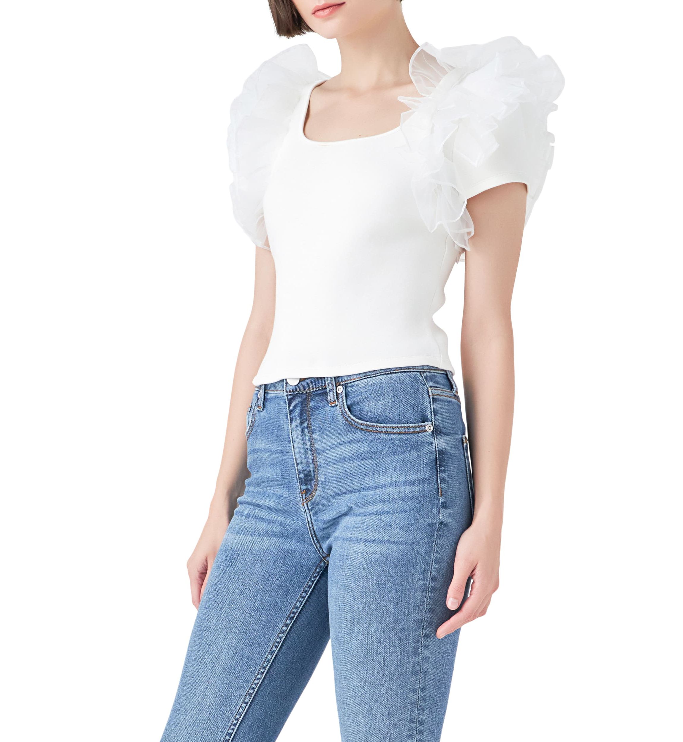 Contrast Organza Top