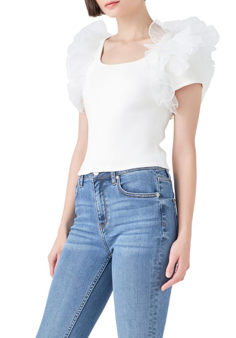 Contrast Organza Top