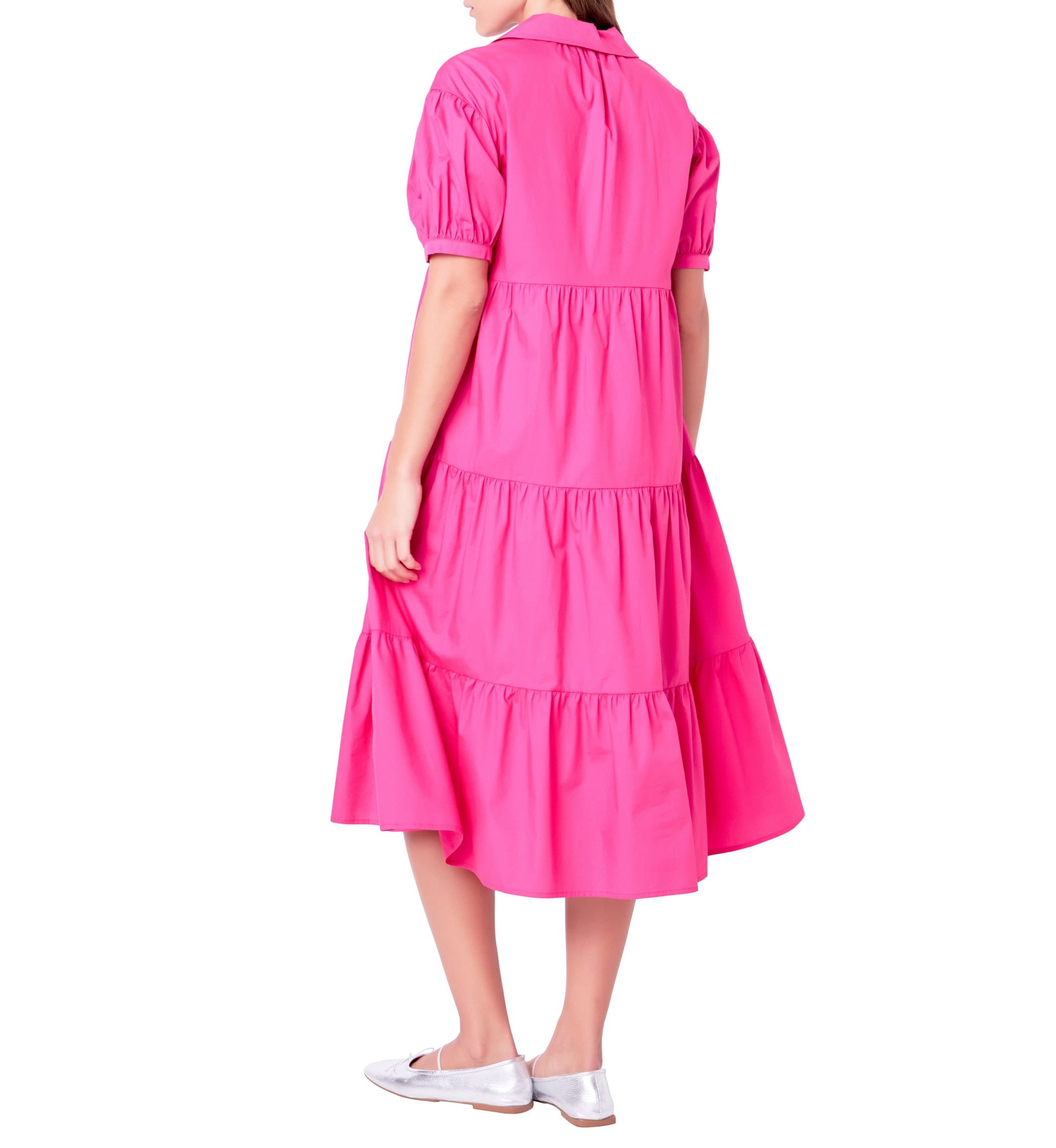 Short Puff Sleeve Midi Dress