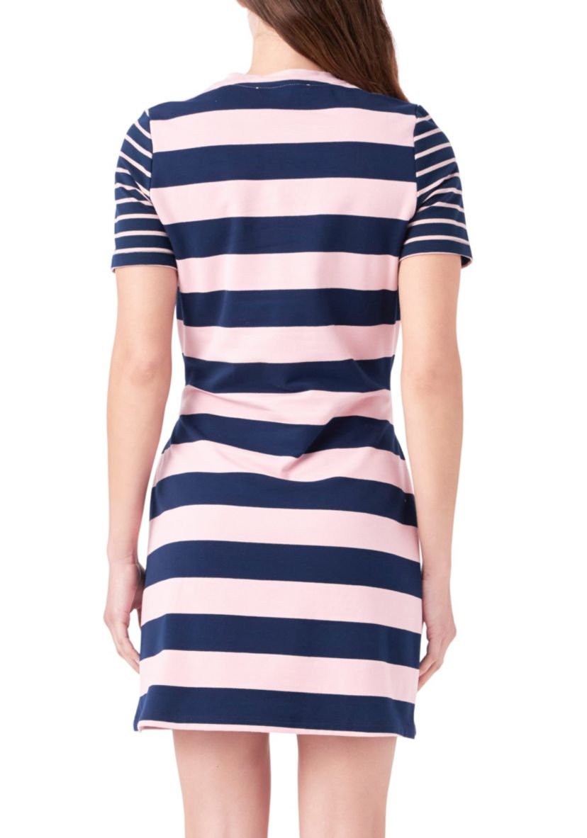 Contrast Stripe Knit Mini Dress