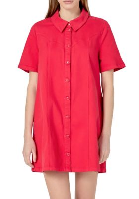 ENGLISH FACTORY Women's Washed Denim Mini Dress, Medium