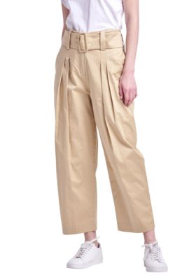 ENGLISH FACTORY Women's High Waist Belted Wide Leg Pants