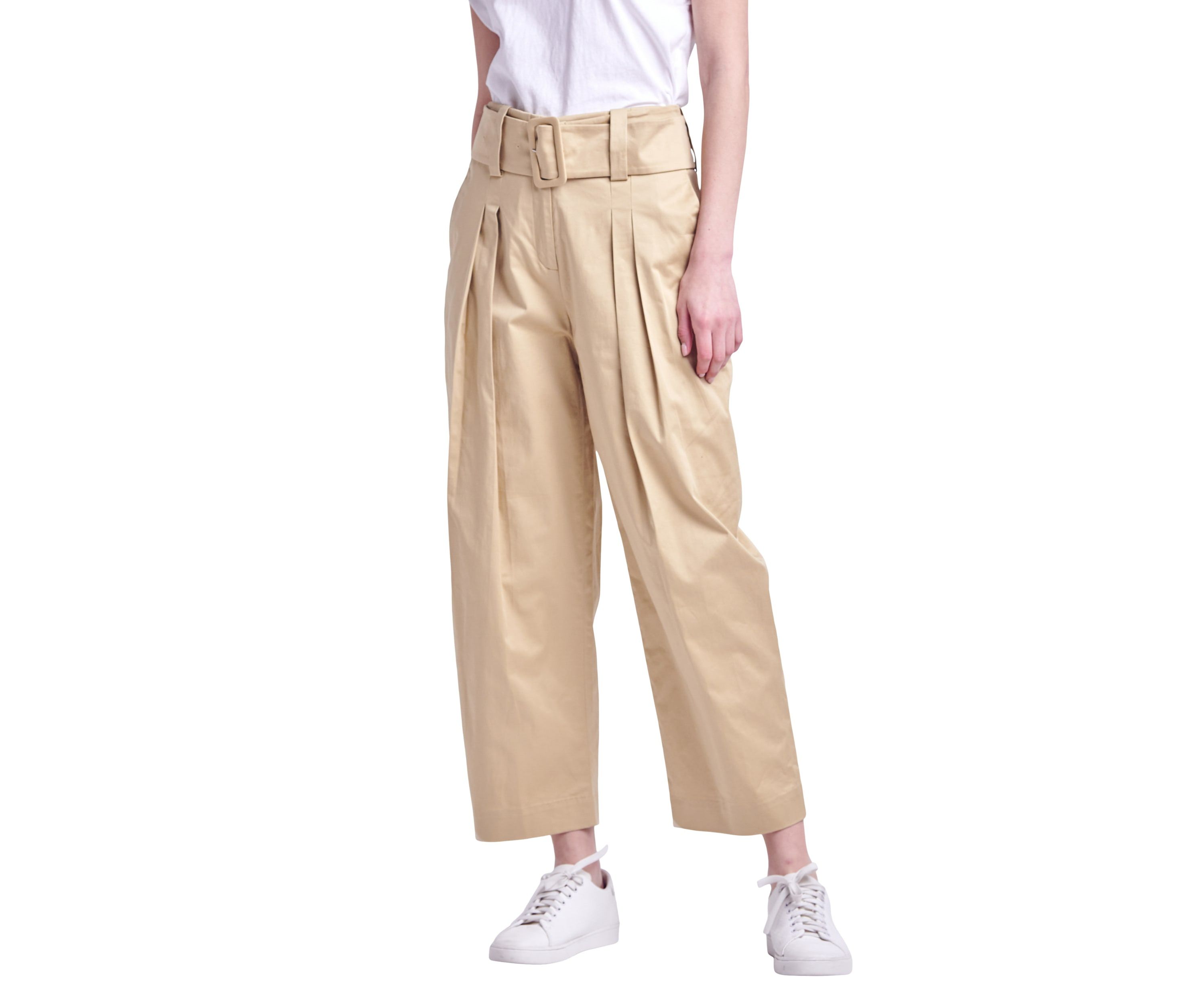High Waist Belted Wide Leg Pants