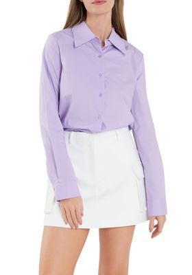 ENGLISH FACTORY Women's Accent Collar Poplin Dress Shirt, Small