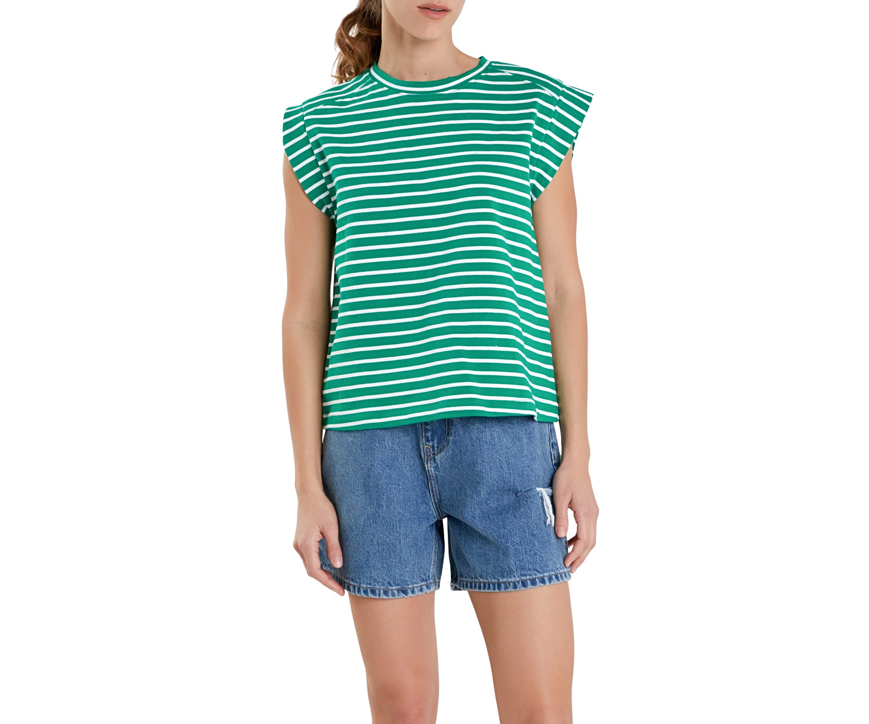Stripe Rib Cotton T-shirt