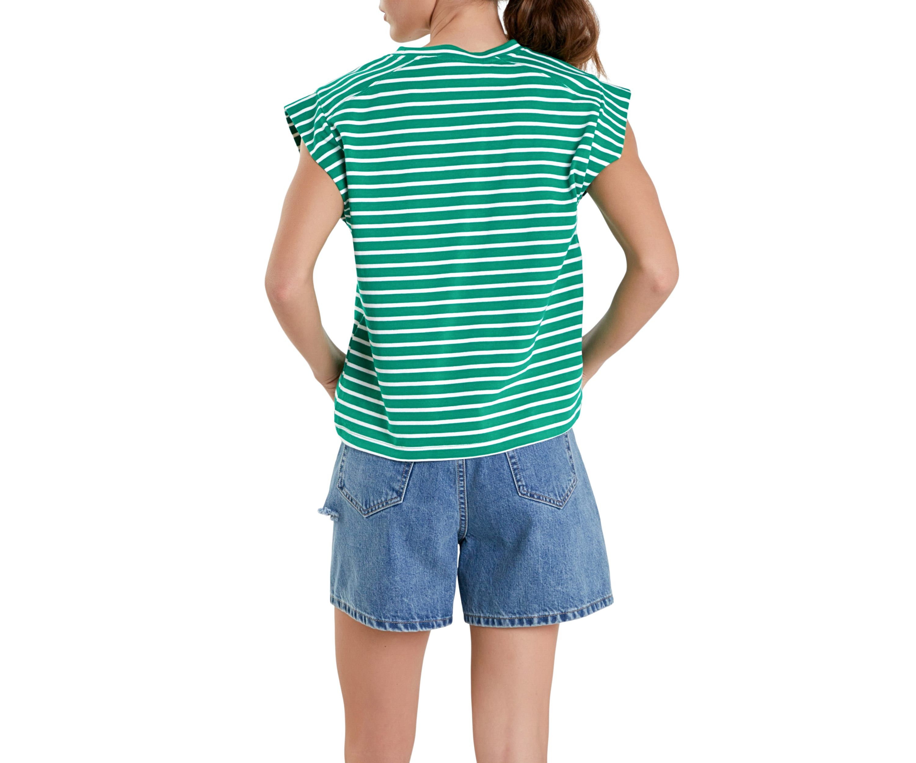 Stripe Rib Cotton T-shirt