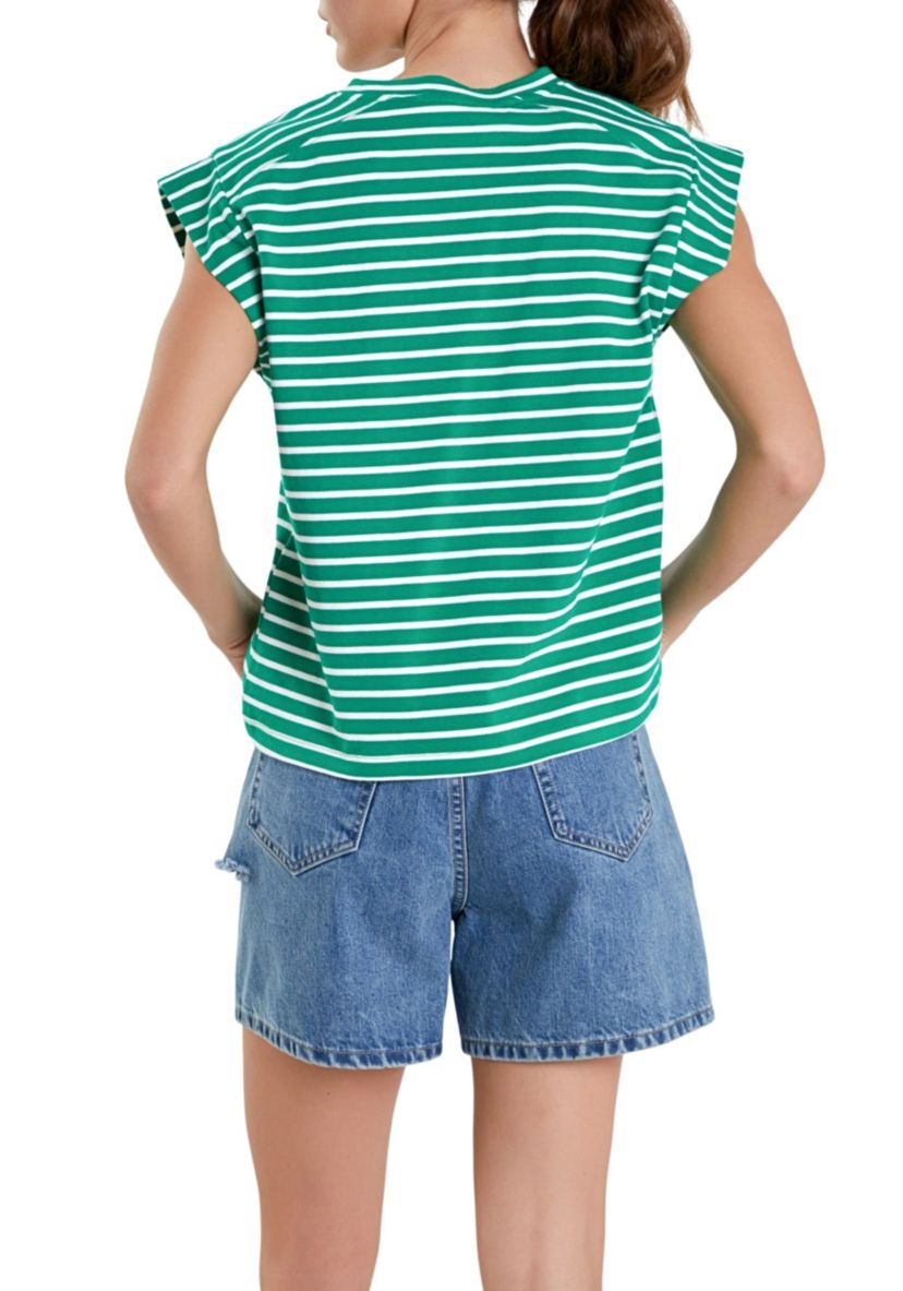 Stripe Rib Cotton T-shirt