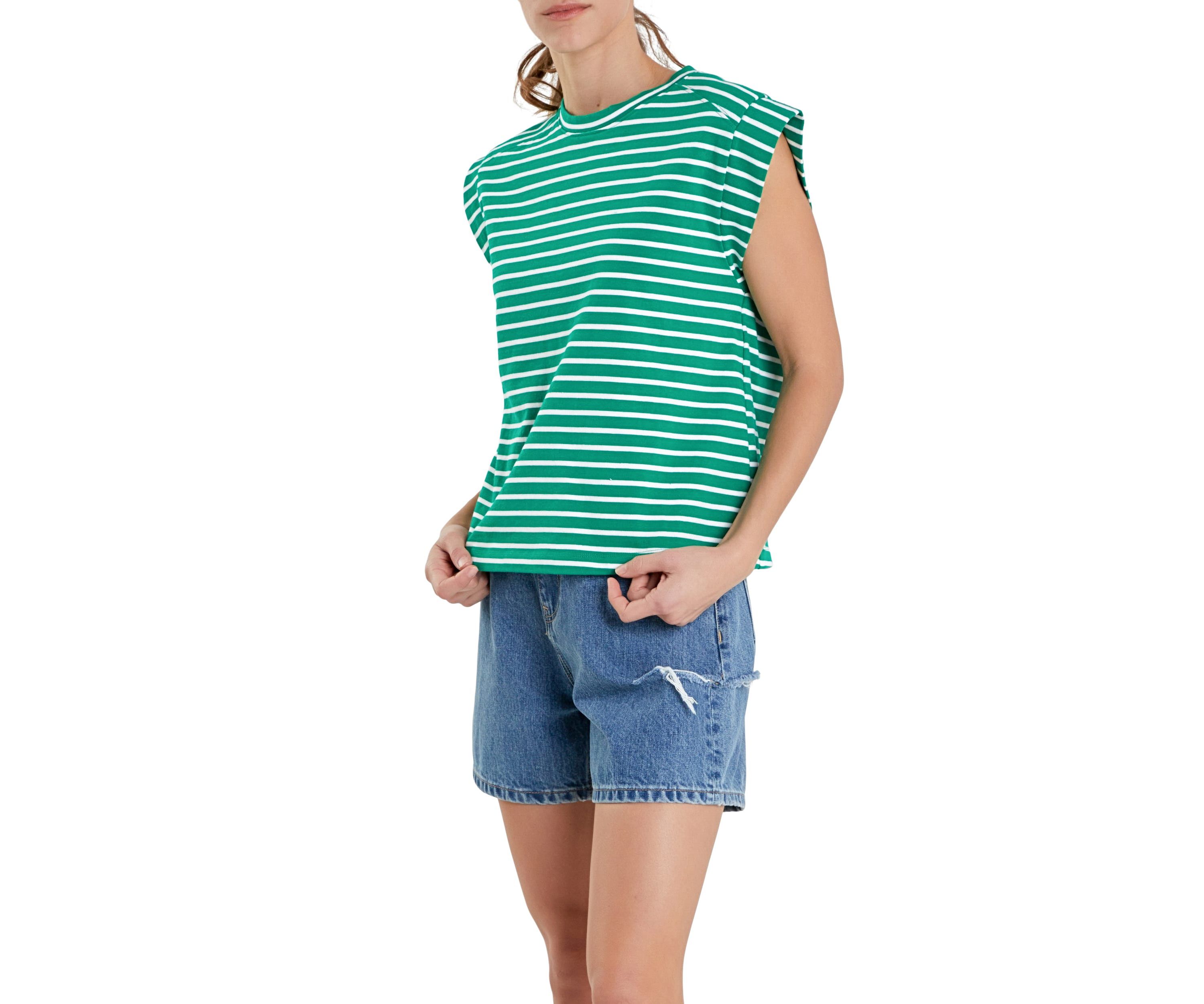 Stripe Rib Cotton T-shirt