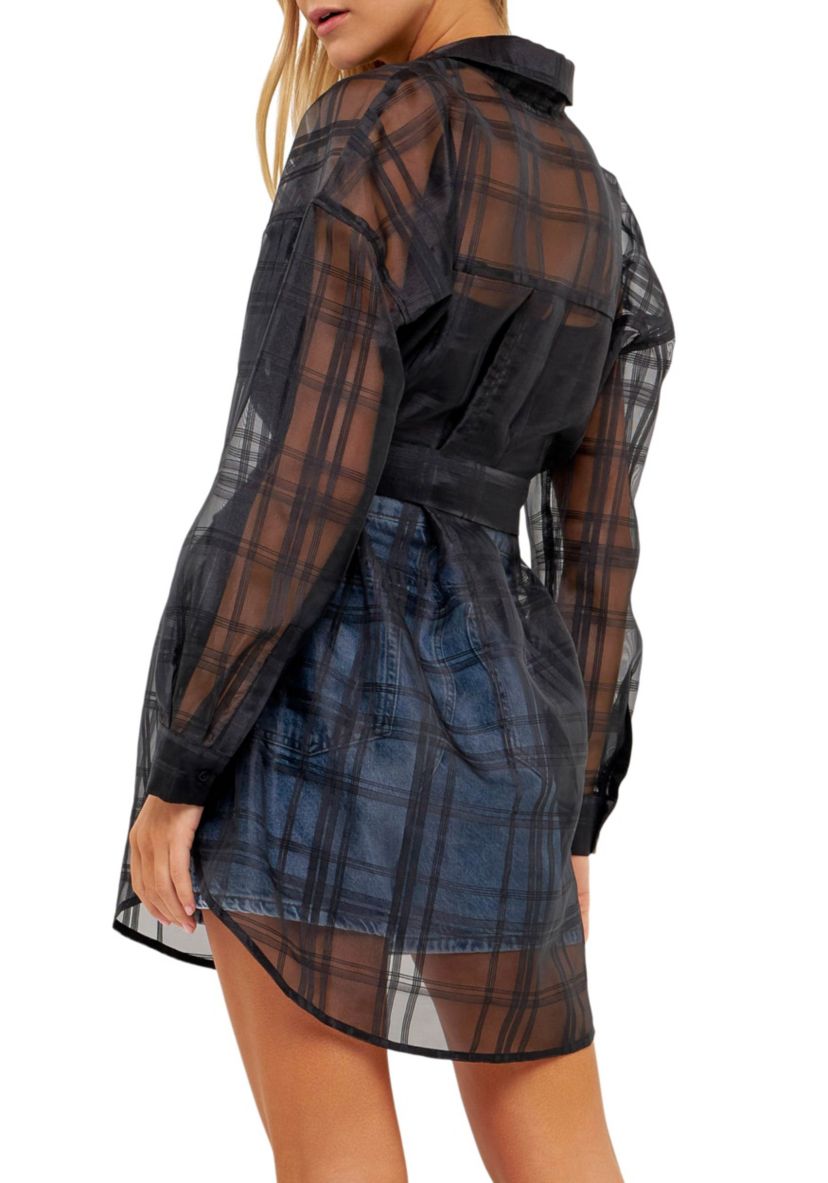 Check Organza Long Shirt