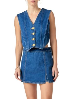 ENGLISH FACTORY Women's Denim Vest, Large