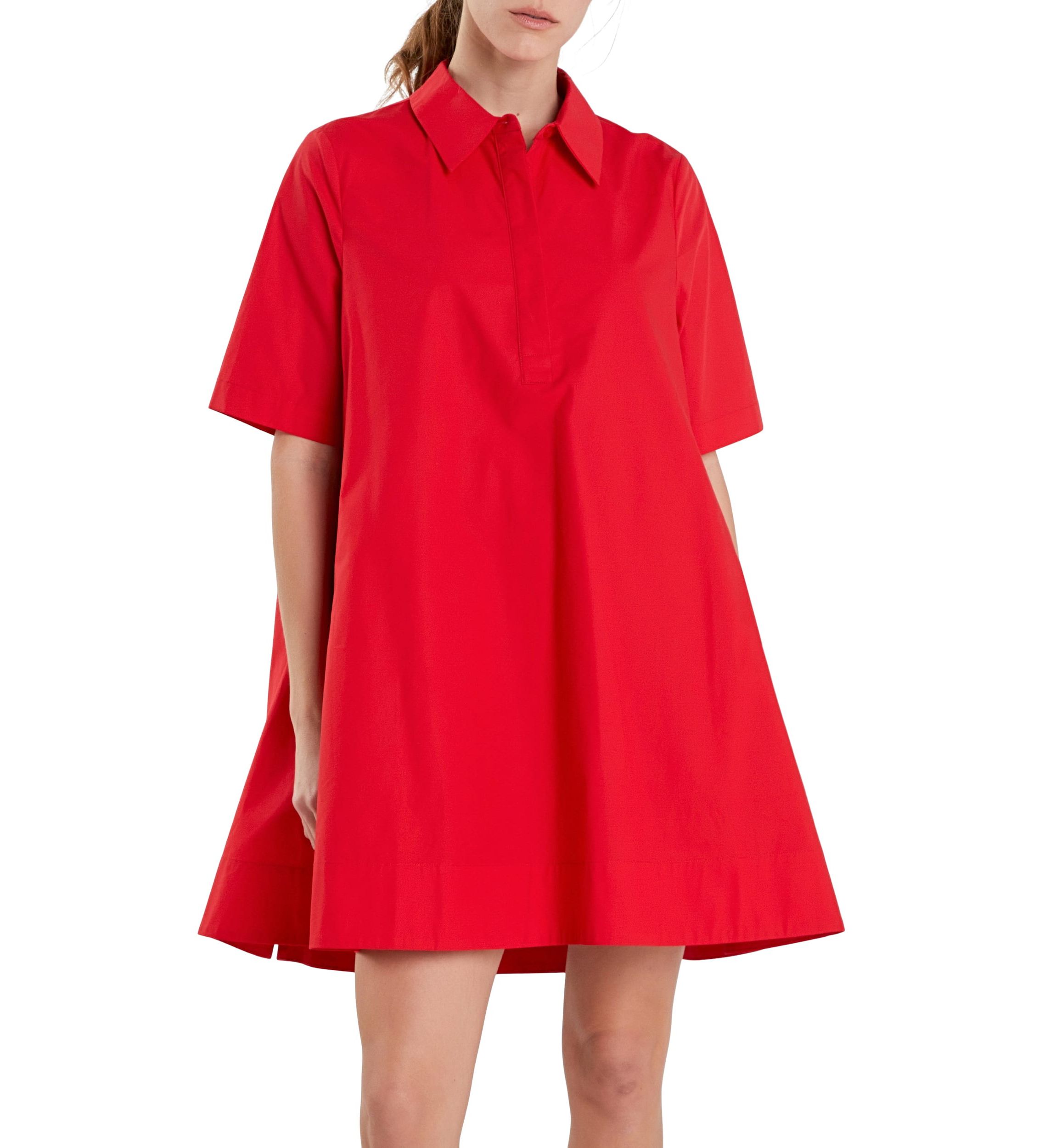 A-line Short Sleeve Shirt Dress