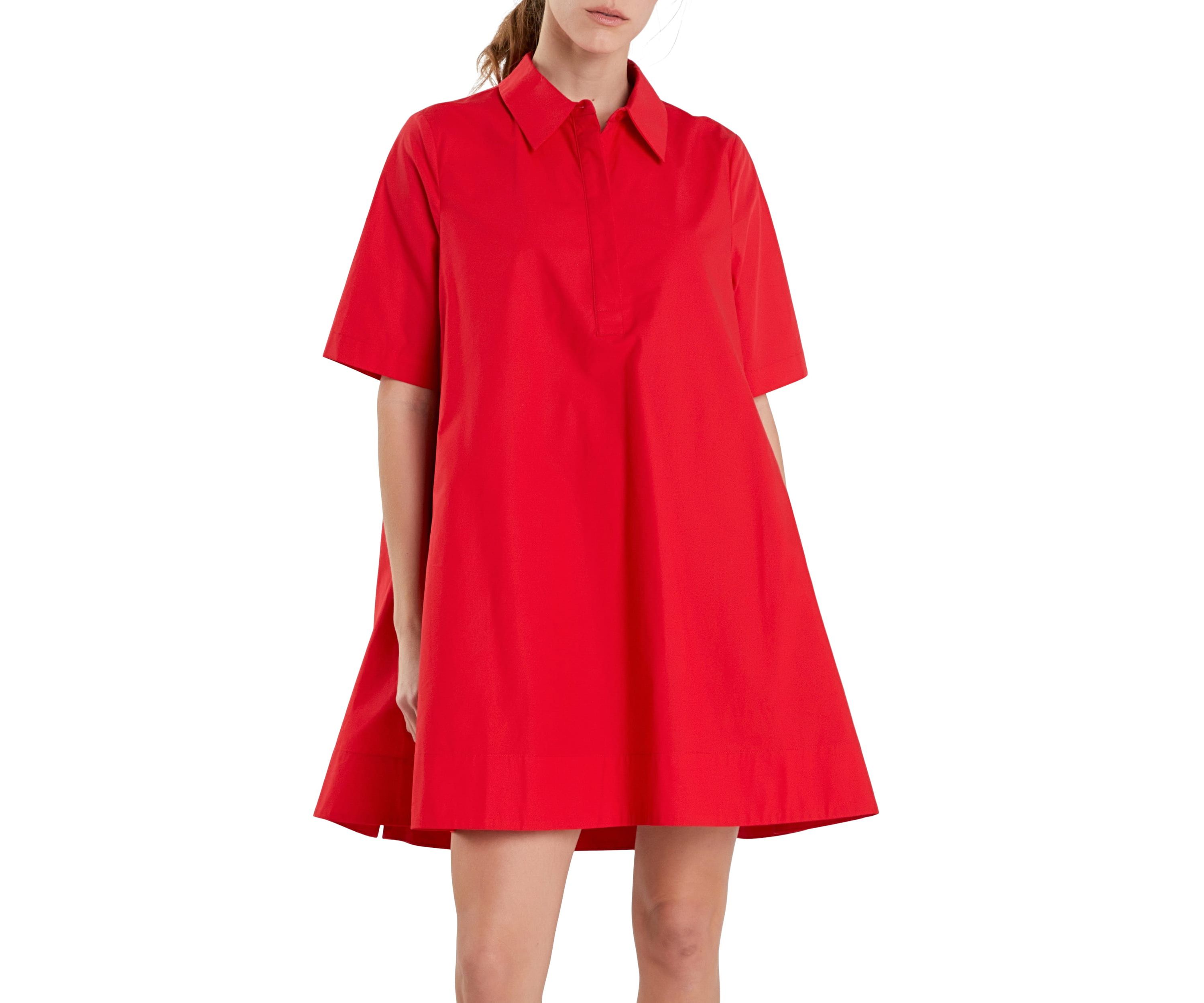 A-line Short Sleeve Shirt Dress