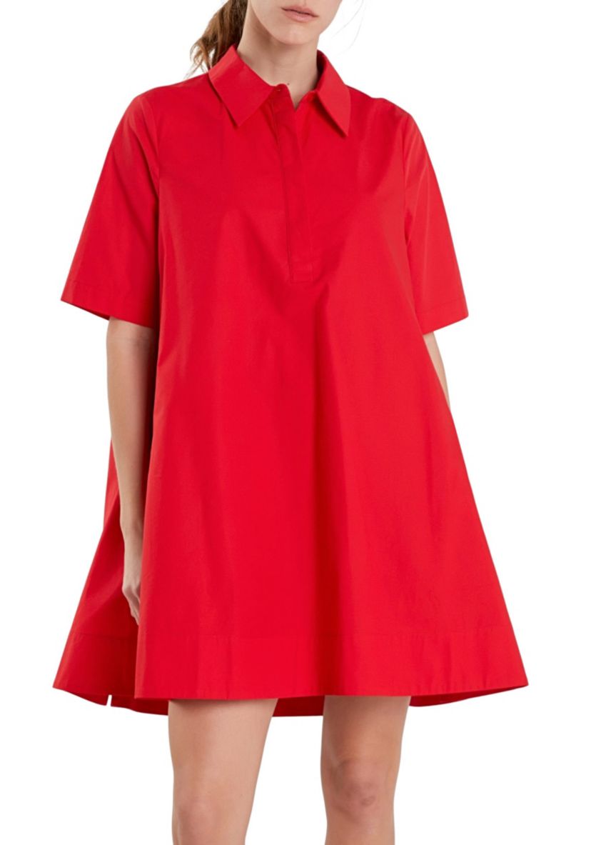 A-line Short Sleeve Shirt Dress