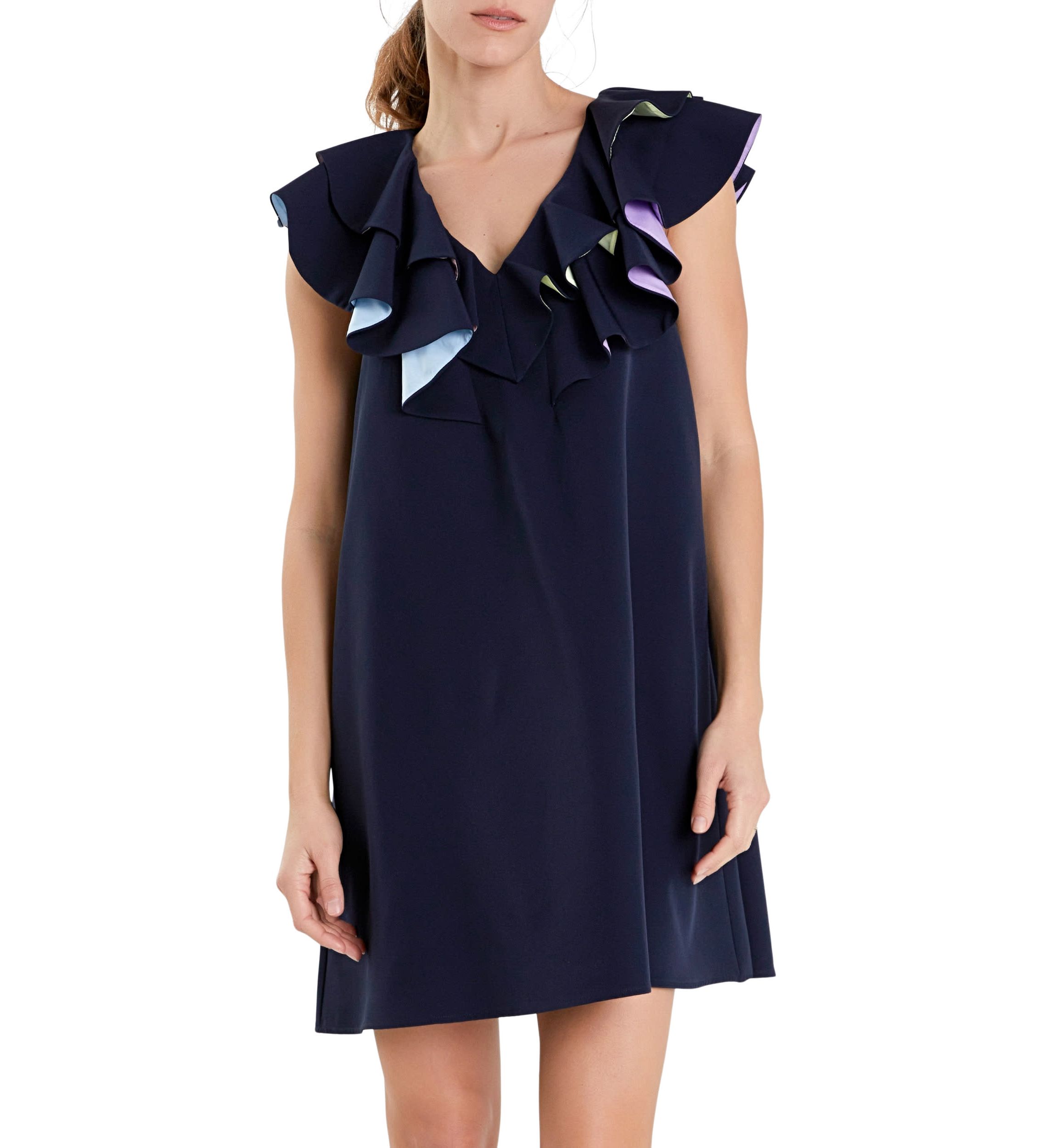 Multi Color Contrast Mini Dress