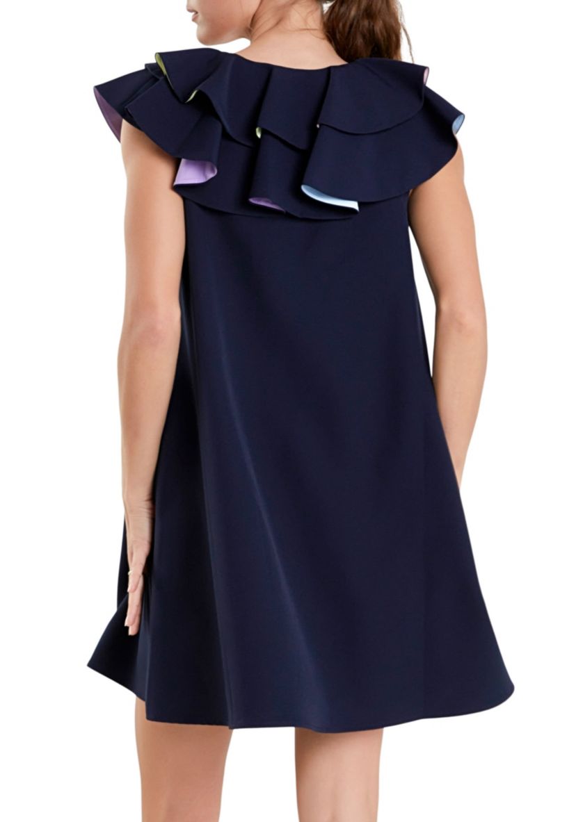 Multi Color Contrast Mini Dress